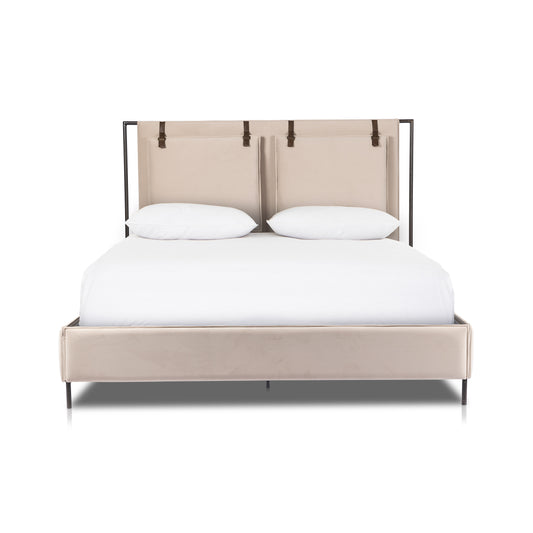 Leigh Bed-Modern Velvet Sand-King