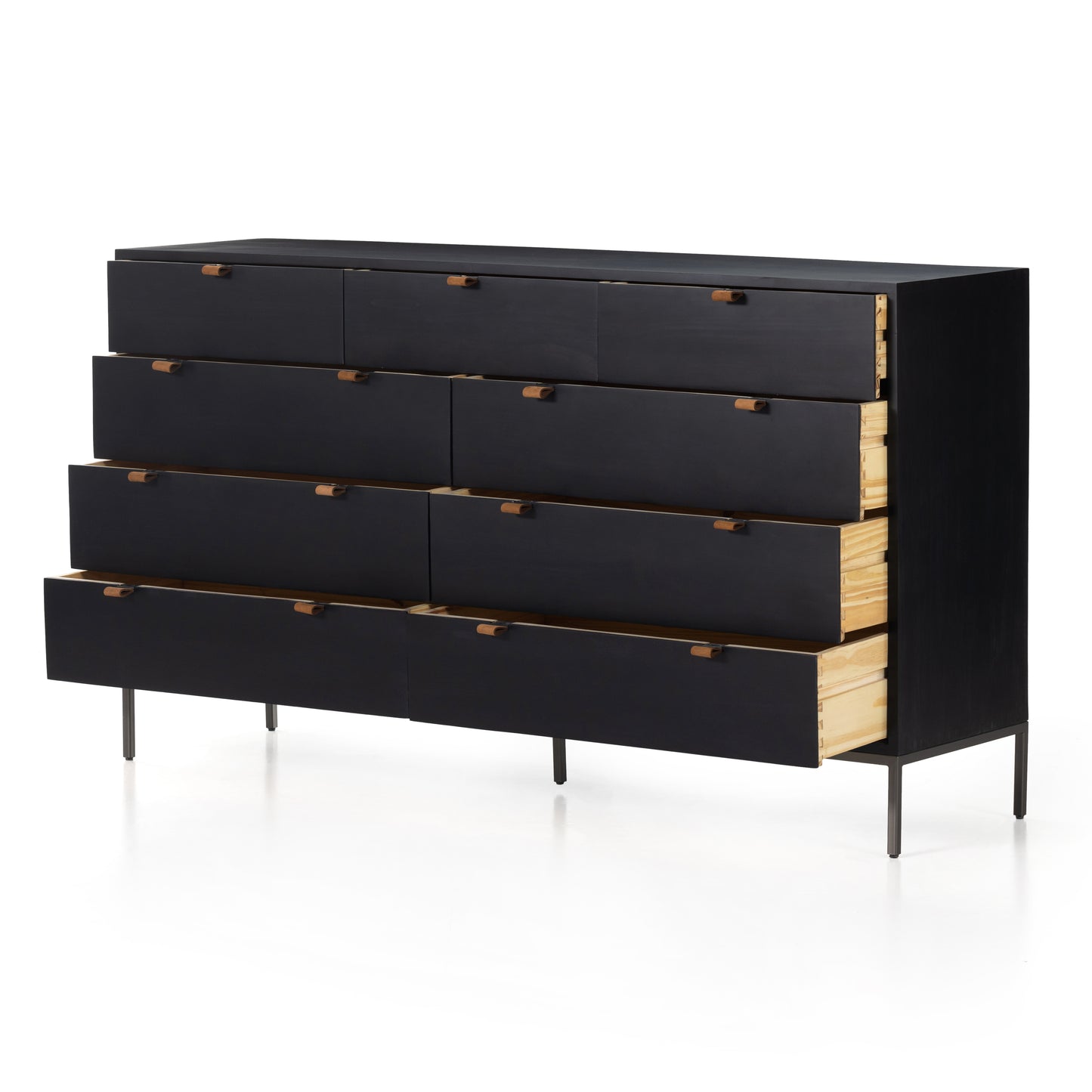 Trey 9 Drawer Dresser-Black Wash Poplar