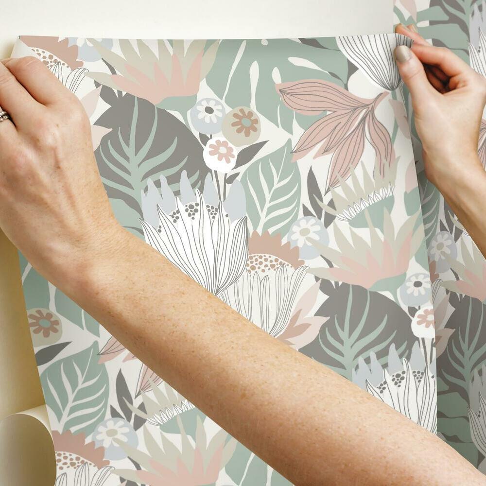 Retro Tropical Leaves Peel and Stick Wallpaper