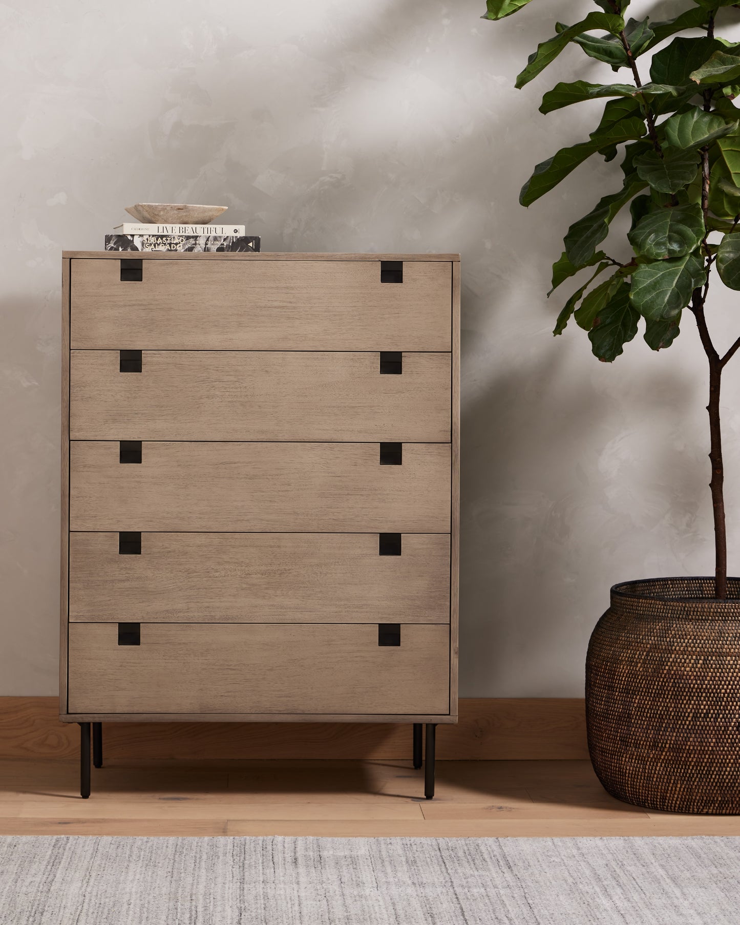 Carly 5 Drawer Dresser-Grey Wash Veneer