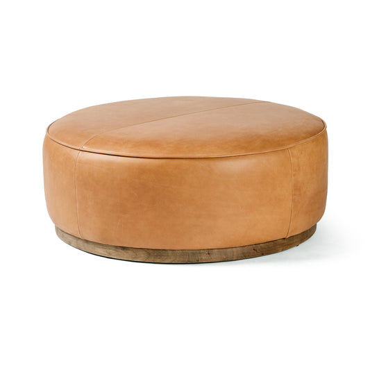 Sinclair Large Round Ottoman-Bttrscotch