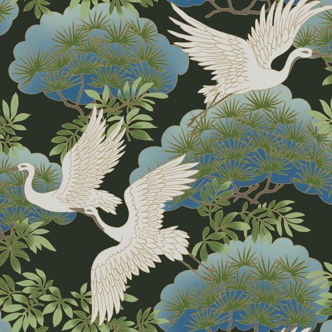 Sprig & Heron Wallpaper