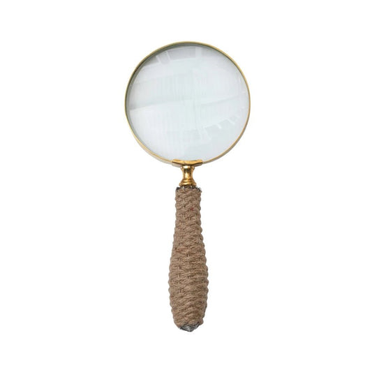 Brass Magnifying Glass w/ Jute Wrapped Handle - Astonishing Home Collection