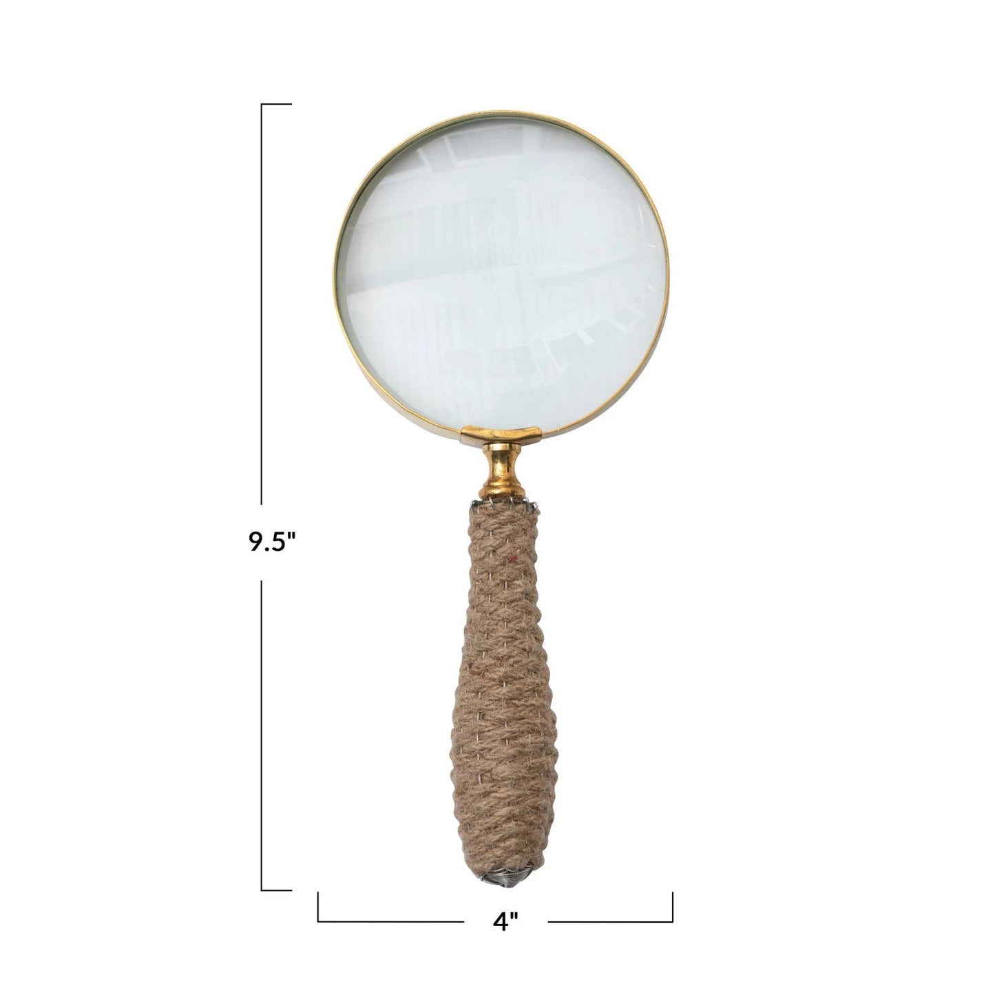 Brass Magnifying Glass w/ Jute Wrapped Handle - Astonishing Home Collection